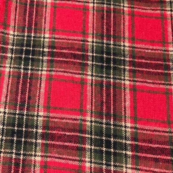 Valery Madelyn 48" Red/Black Tartan Linen Blend Bronze Christmas Tree Skirt - Picture 6 of 14